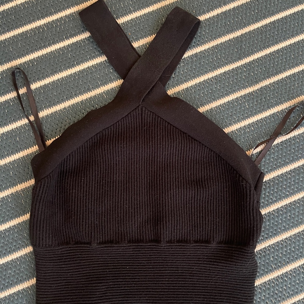 Black Ribbed Halter Top